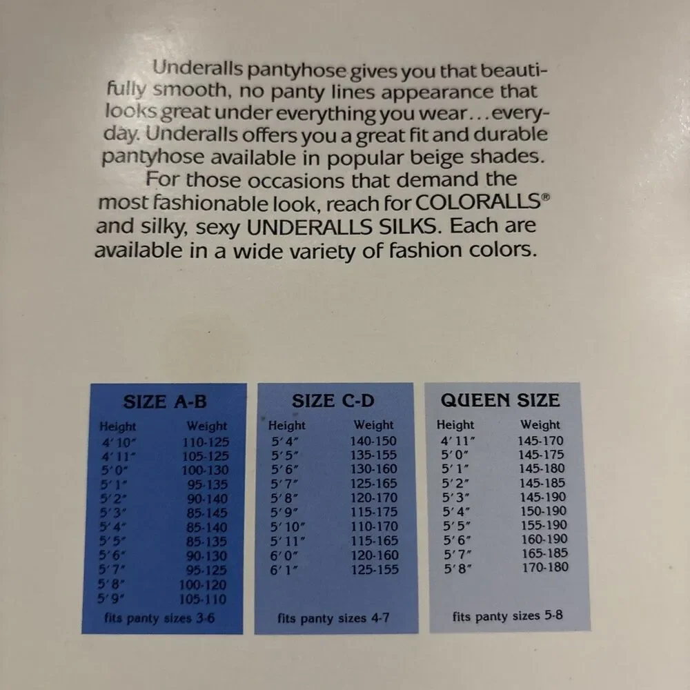 Vintage Underalls Pantyhose NEW Size AB Color Suntan See Photo With Sizing Chart